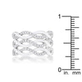 Contemporary 0.88ct CZ Rhodium Twist Wide Cocktail Ring