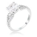 2.11Ct Rhodium Round Cut CZ Petite Ribbon Engagement Ring