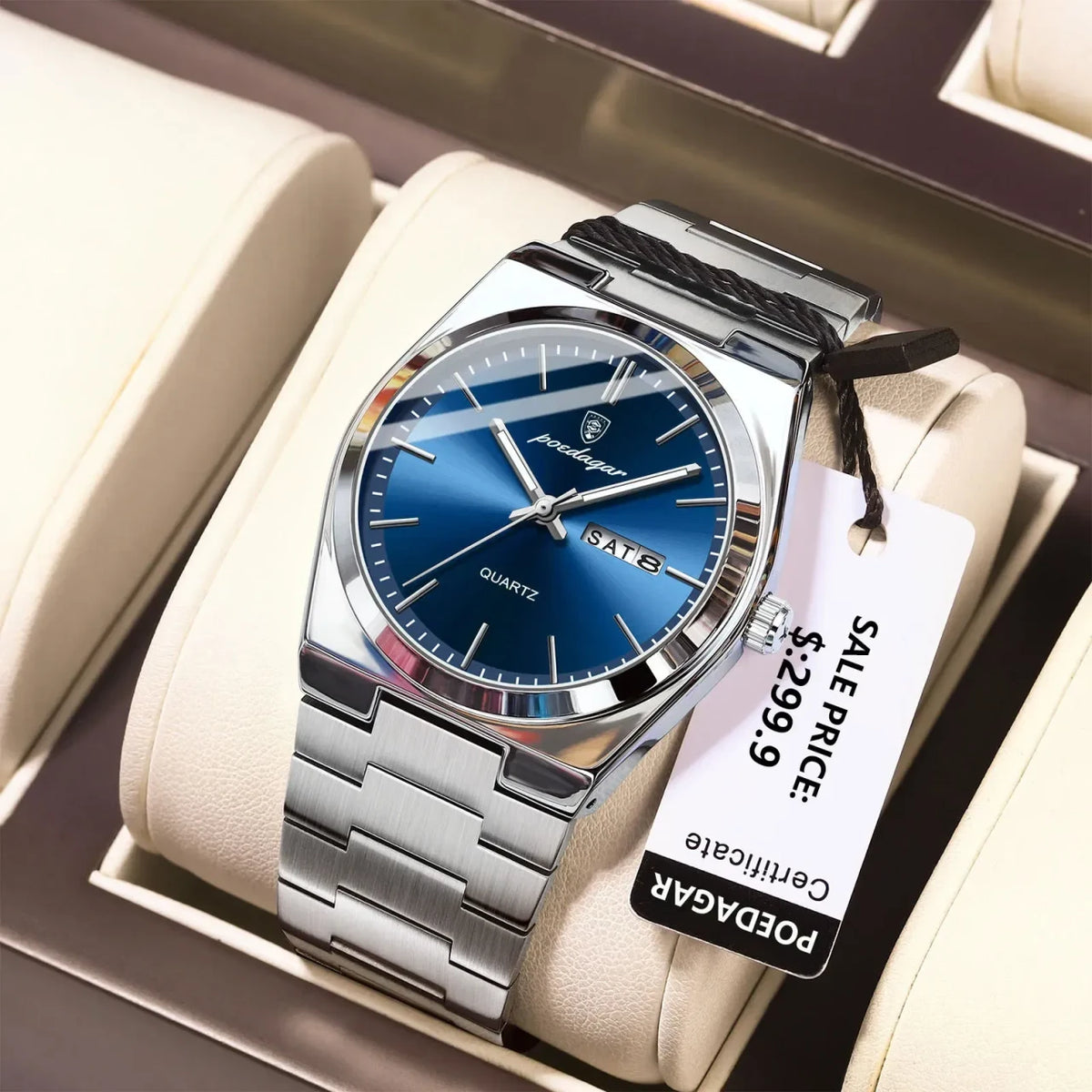 Color: Silver - POEDAGAR Luxury Watch For Man Waterproof Luminous Date Week Stainless Steel Men Wat
