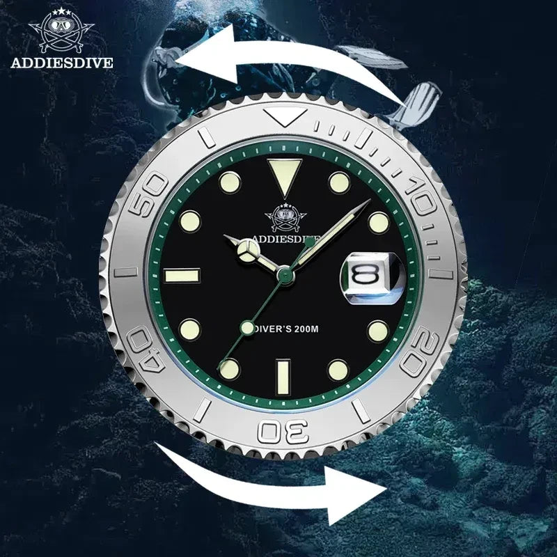 Color: Brown, Ships From: CHINA - ADDIESDIVE AD2040 Men's Watch 41mm Fashion Diver Quartz Watch 200