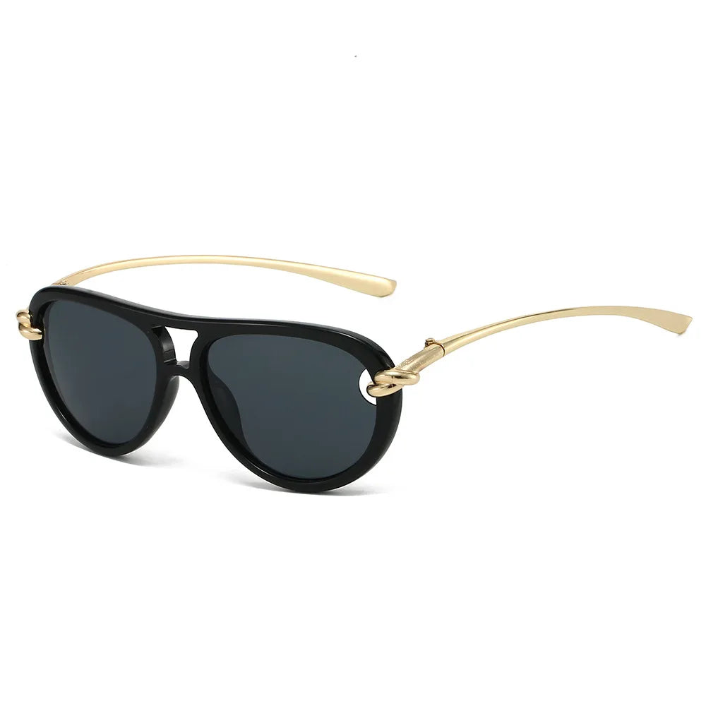 Daring Metal Oval Sunglasses
