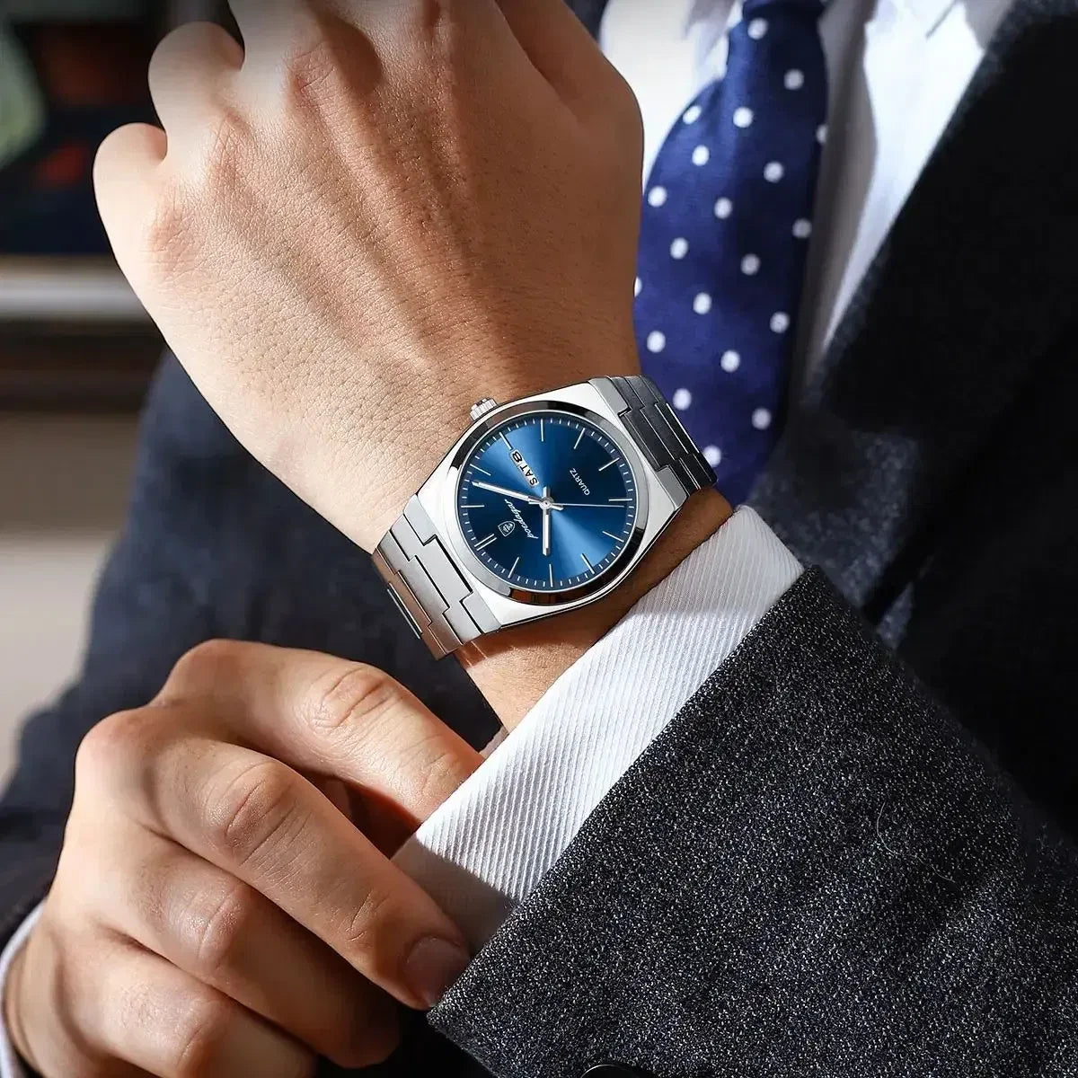 Color: Silver - POEDAGAR Luxury Watch For Man Waterproof Luminous Date Week Stainless Steel Men Wat