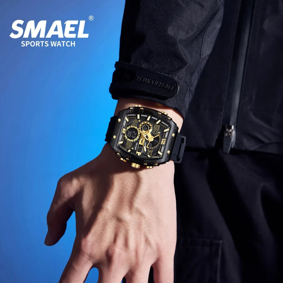 Color: Ivory - SMAEL 8109 New Men's Watch Multifunctional Sports 50M Waterproof Dual Display LED Ni
