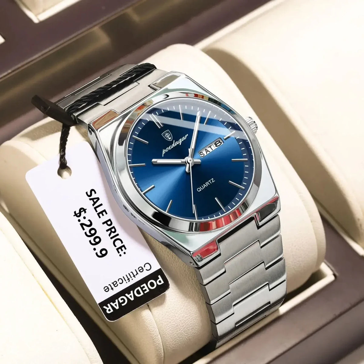 Color: Silver - POEDAGAR Luxury Watch For Man Waterproof Luminous Date Week Stainless Steel Men Wat