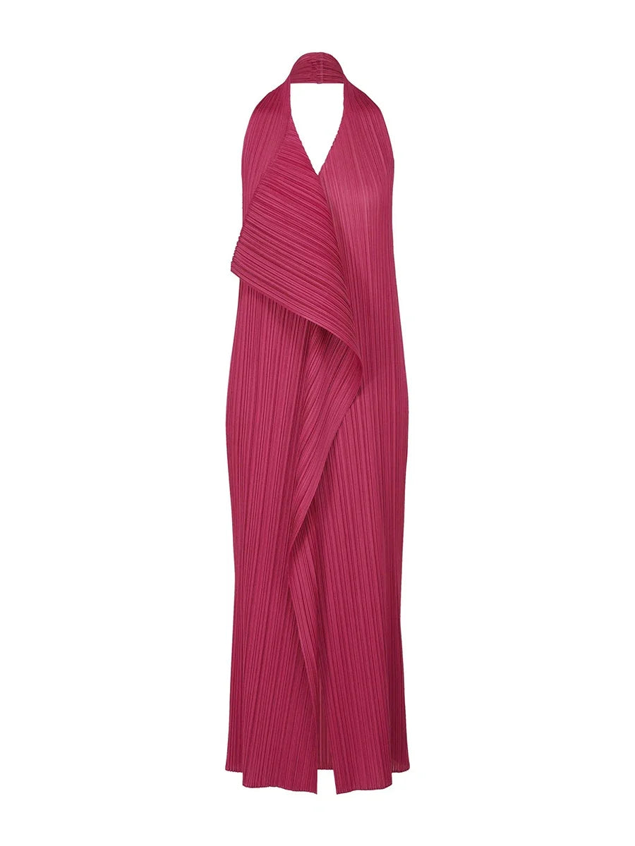 Radiant Pleated Halter Maxi Dress