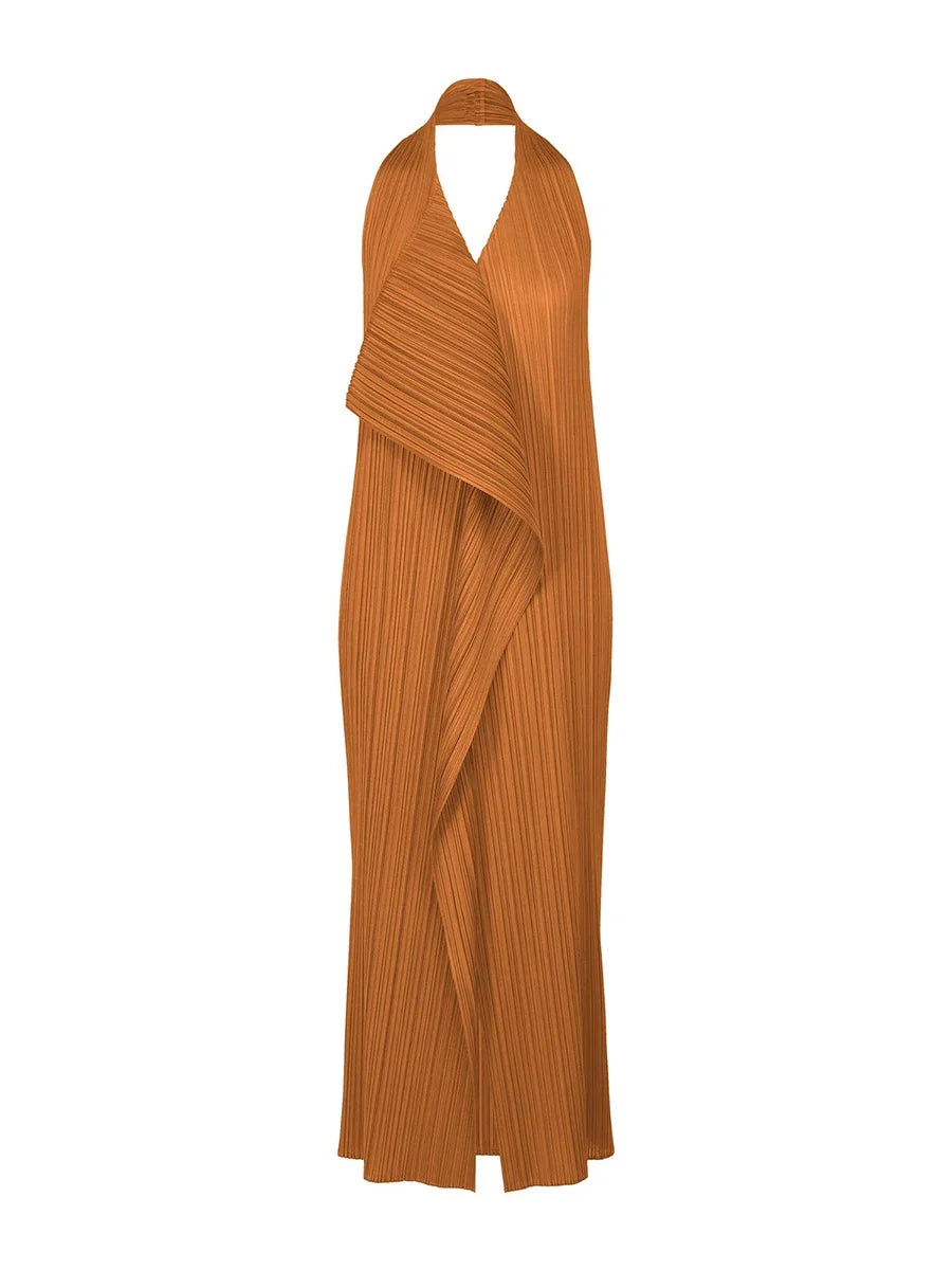 Radiant Pleated Halter Maxi Dress