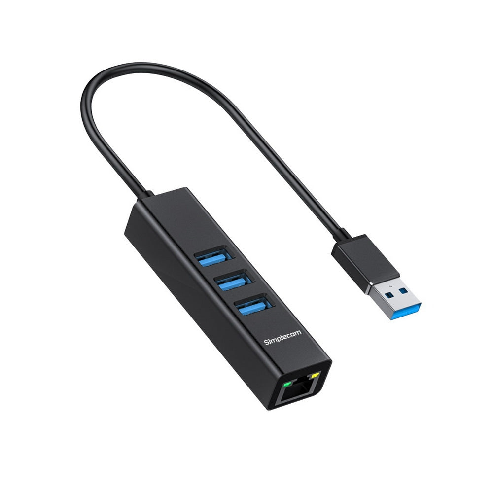 NNEDSZ CHN420 Aluminium 3 Port SuperSpeed USB HUB with Gigabit Ethernet Adapter Black