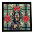 Gordon Setter Christmas PoinsettIas Framed Metal Print