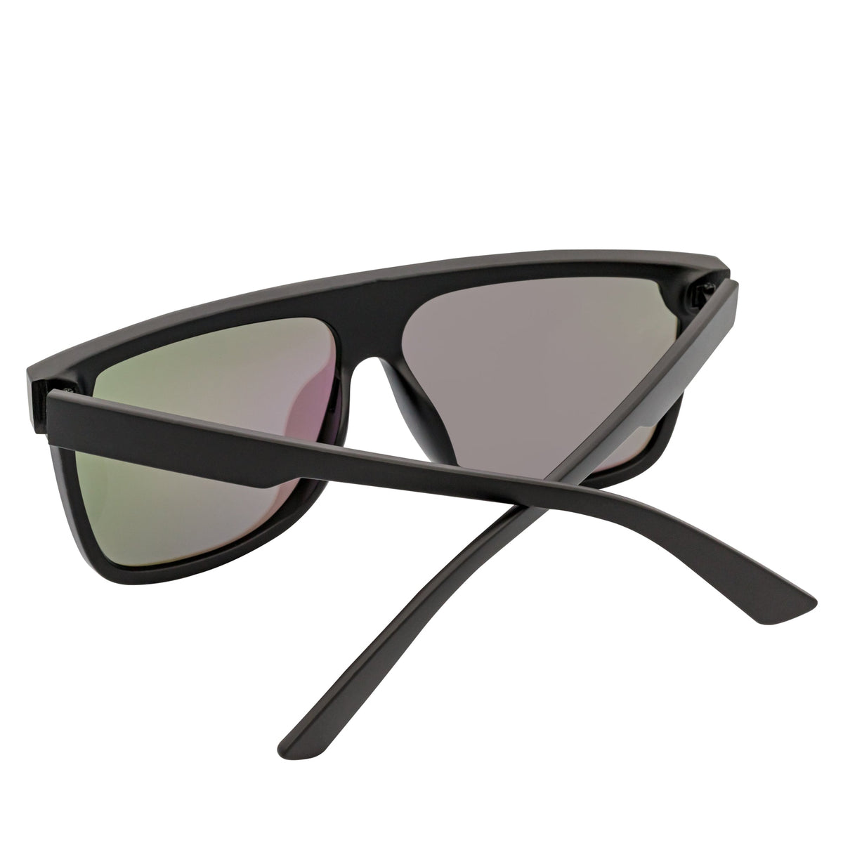 AEON - Flat Top Shield Polarized Sunglasses Mono  Black Green Mirror