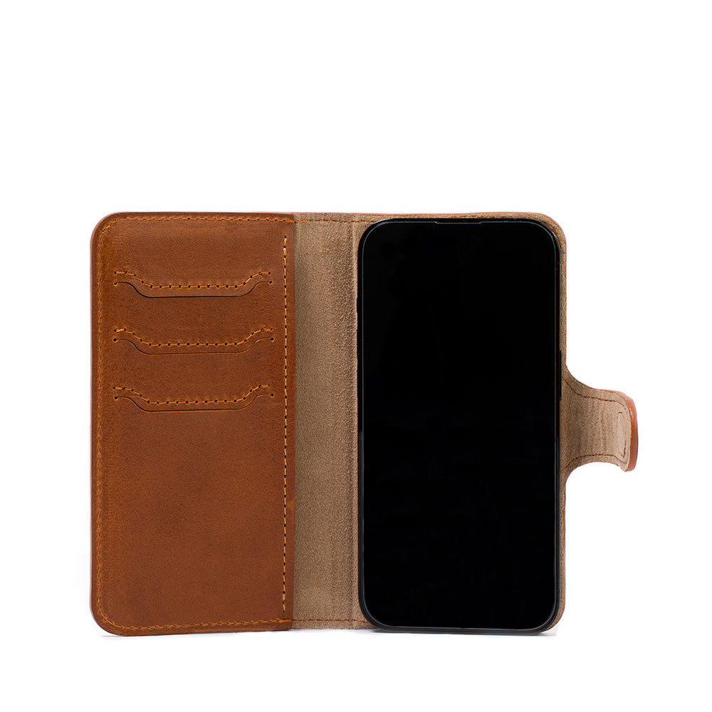 Full-Grain Leather Folio Case Wallet for iPhone 15 Series with MagSafe - Classic 4.0