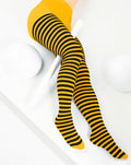 Black Striped Tights 70 Denier - Gold