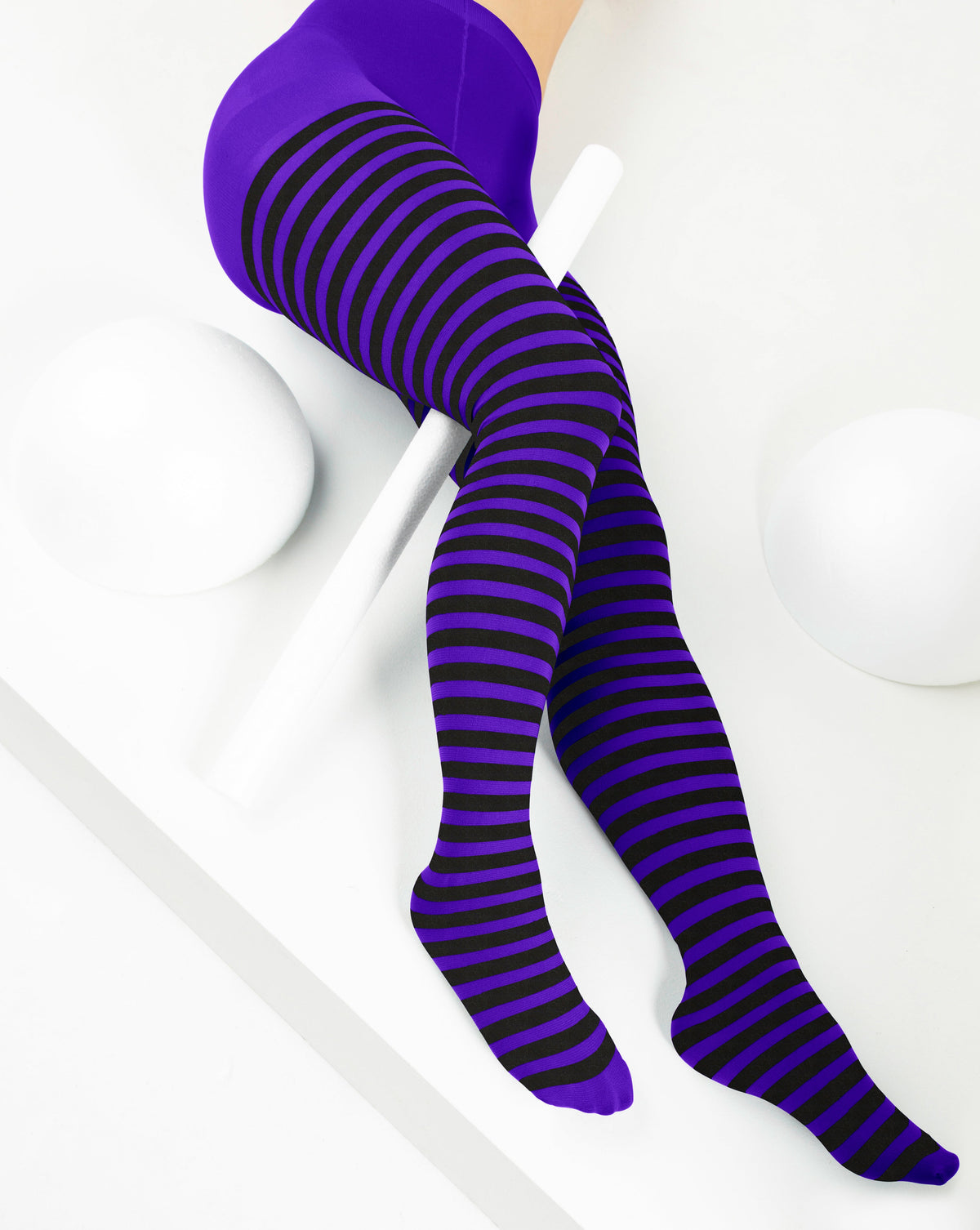 Black Striped Tights 70 Denier - Violet