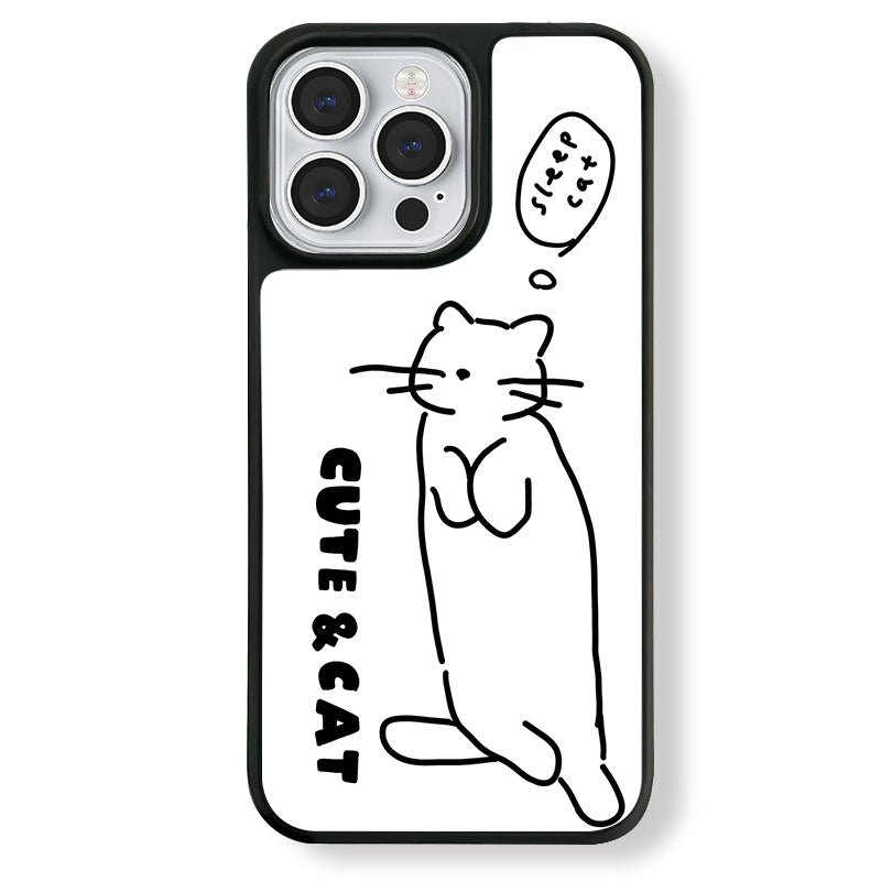 Casey Sleepy Cat Minimalist Line Art AG Matte Phone Case – Slim MagSafe Anti-Fingerprint TPU Protective Cover