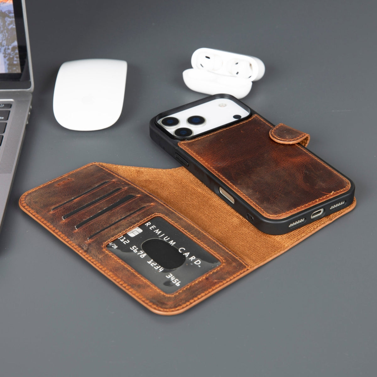 Casper iPhone 18 Pro Max Full-Grain Leather Wallet Case