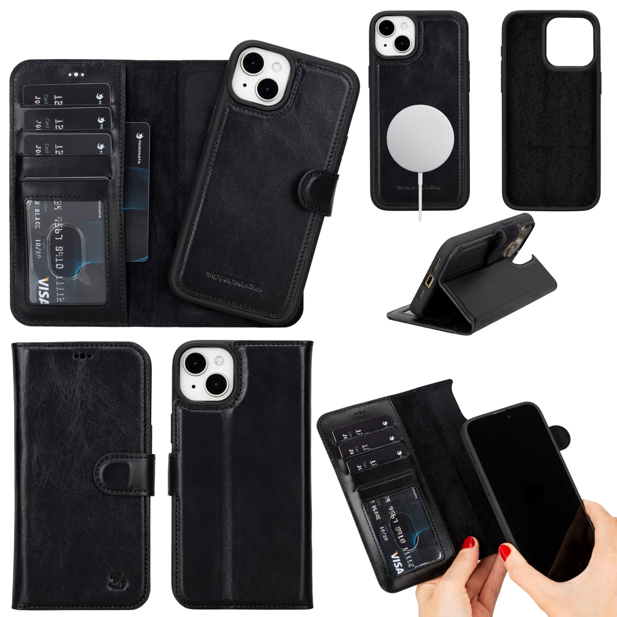 Casper Leather iPhone 15 Wallet Case | Detachable MagSafe Compatible RFID Protection