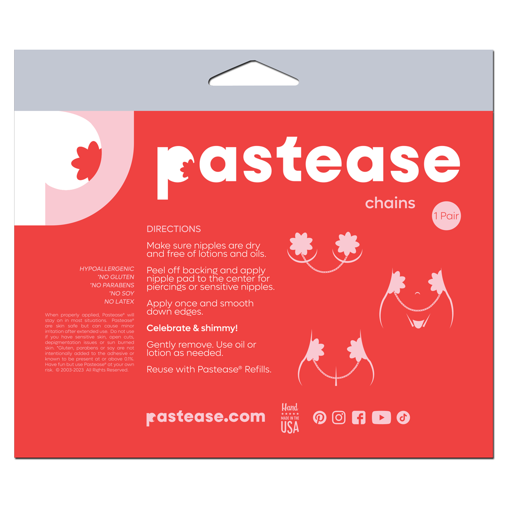 5-Pack: Chains: Gold Shattered Disco Ball Heart with Gold Chains Nipple Pasties by Pastease® o/s