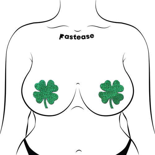 5-Pack: Four Leaf Clover: Glittering Green Shamrocks Nipple Pasties by Pastease® o/s