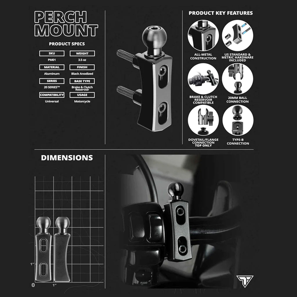 PERCH / BRAKE / CLUTCH MOUNT | 20 SERIES™ | 20MM BALL & DOVE TAIL