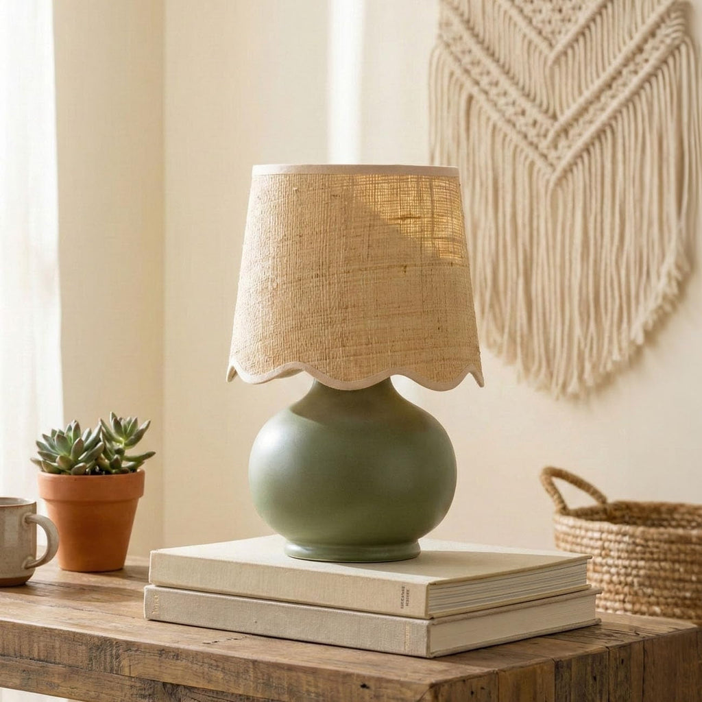 Benton Handmade Ceramic Table Lamp with Cotton Shade