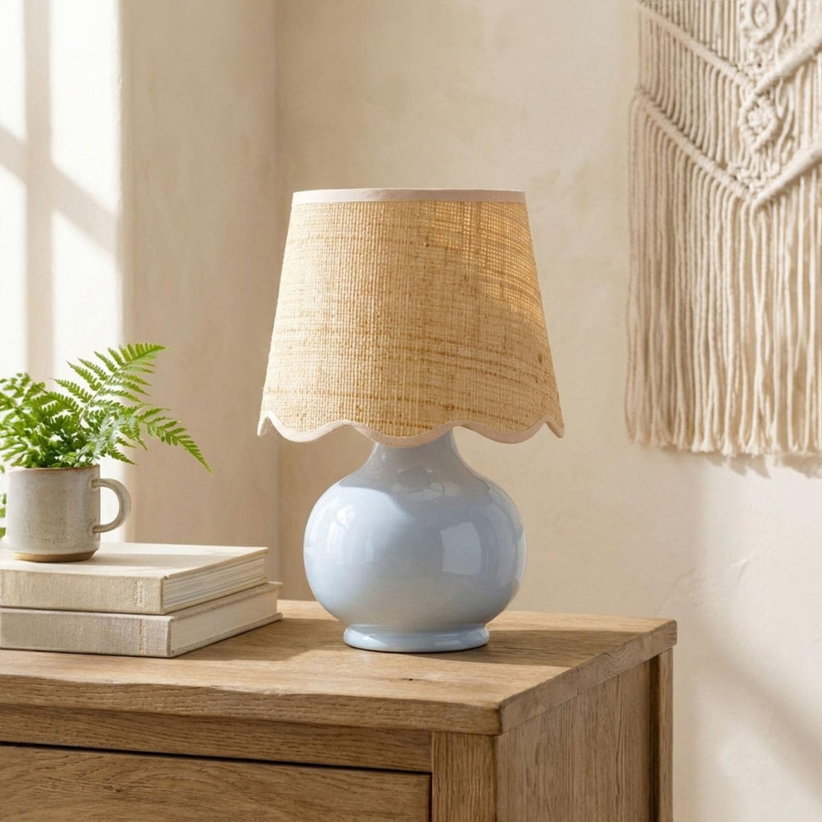 Benton Handmade Ceramic Table Lamp with Cotton Shade