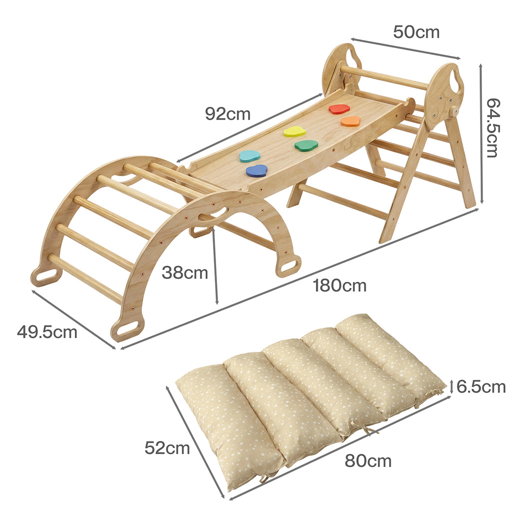 BoPeep Kids Climbing Toys Sets Toddler Toys Triangle Arch Climber Indoor Natural