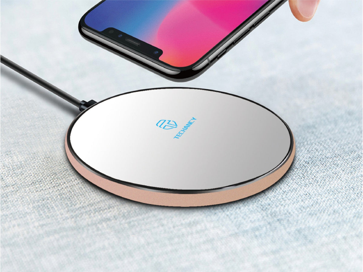 Carregador sem fios Techancy 10 W para telemóveis, TF2770, compatível com telemóveis Android e Apple, branco