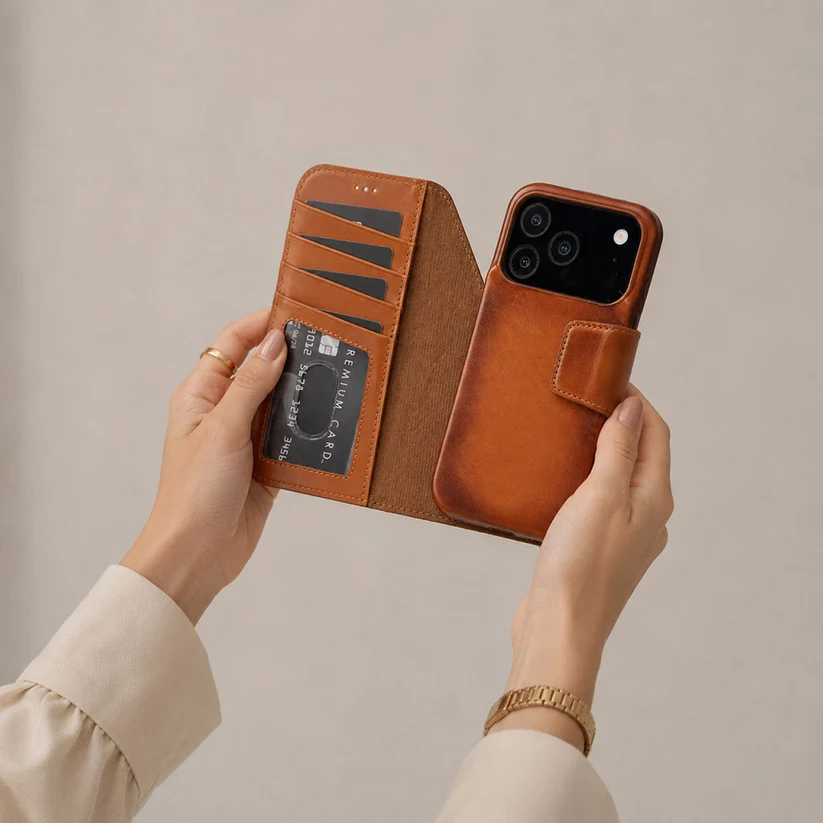 Brea iPhone 18 Pro Max Full-Grain Leather Wallet Case