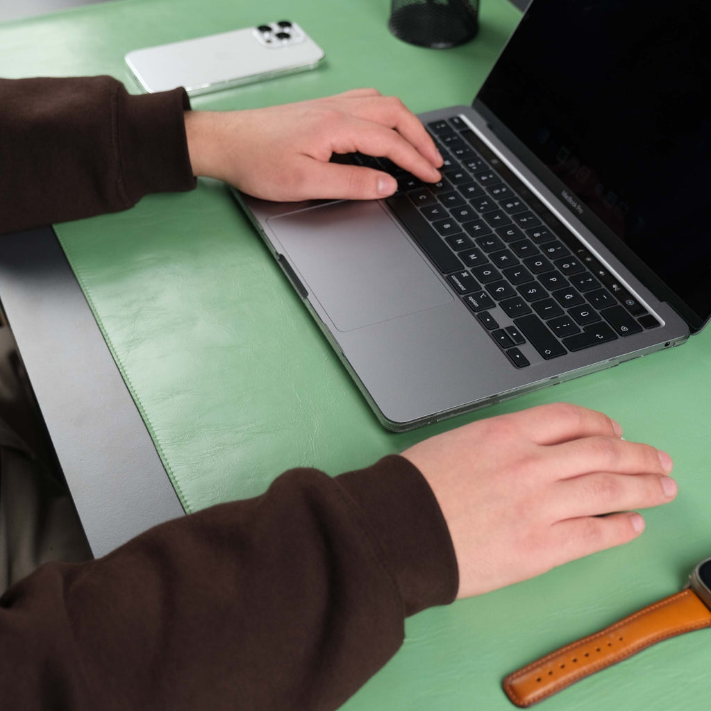 Jersey Green Leather Desk Pad for Office and Home