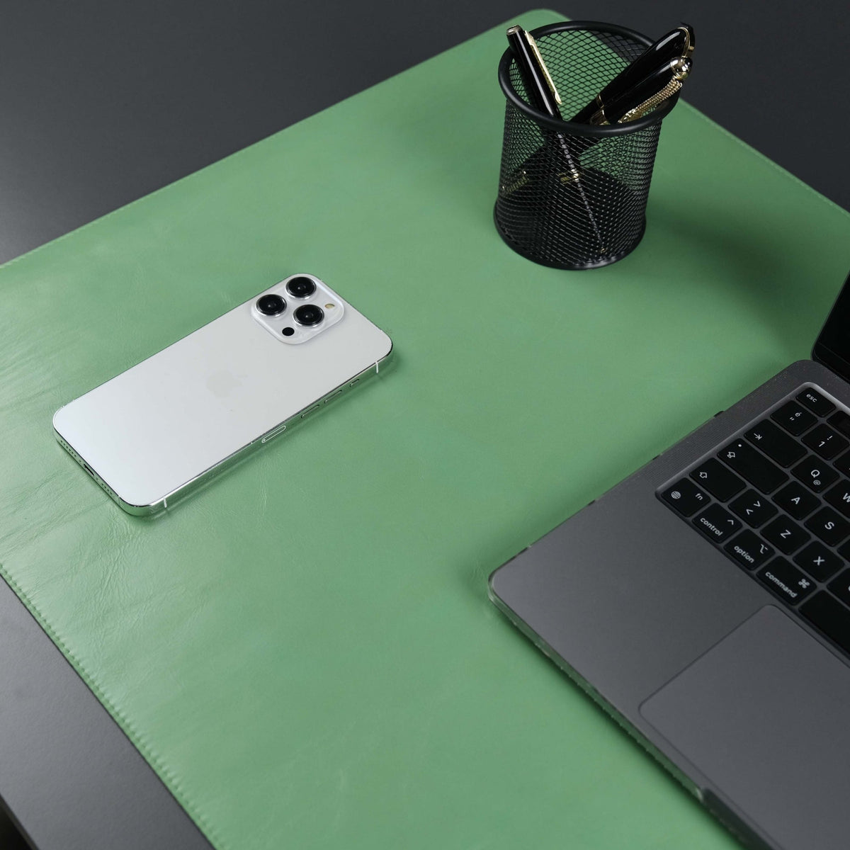 Jersey Green Leather Desk Pad for Office and Home