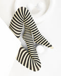 Kids Black Striped Tights 70 Denier - Ivory
