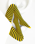 Kids Black Striped Tights 70 Denier - Yellow