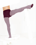 Kids White Striped Tights 70 Denier - Maroon