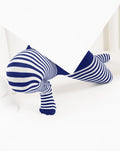 Kids White Striped Tights 70 Denier - Navy