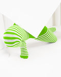 Kids White Striped Tights 70 Denier - Neon Green