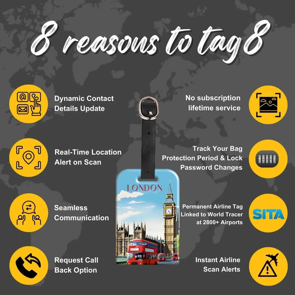Smart Bag Security Tag - London [Pack 2]