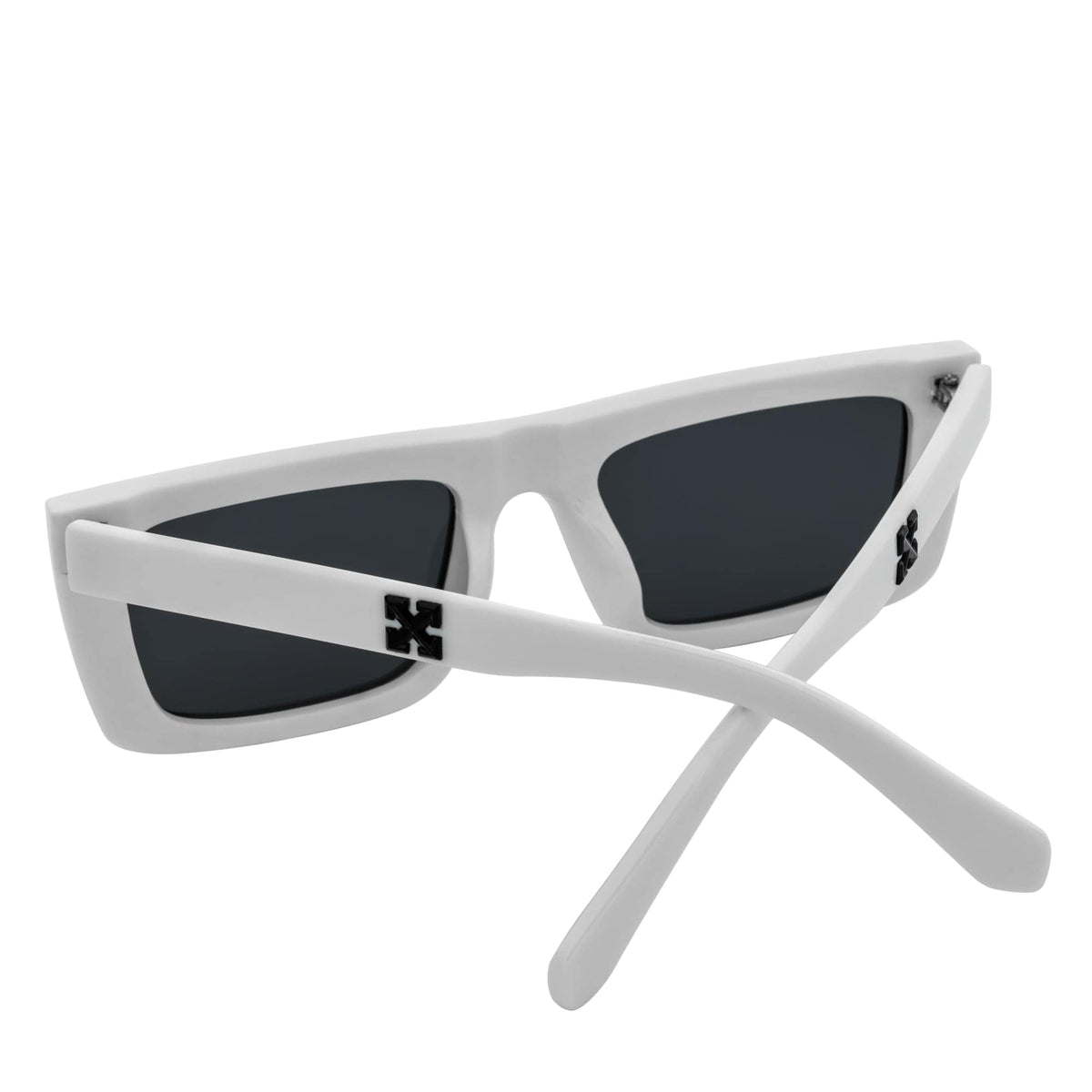 LOWKEY - Small Flat Top Rectangle Sunglasses White Smoke