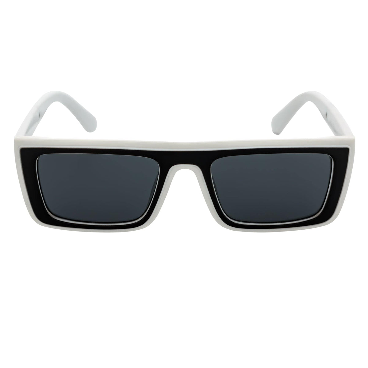 LOWKEY - Small Flat Top Rectangle Sunglasses White Smoke