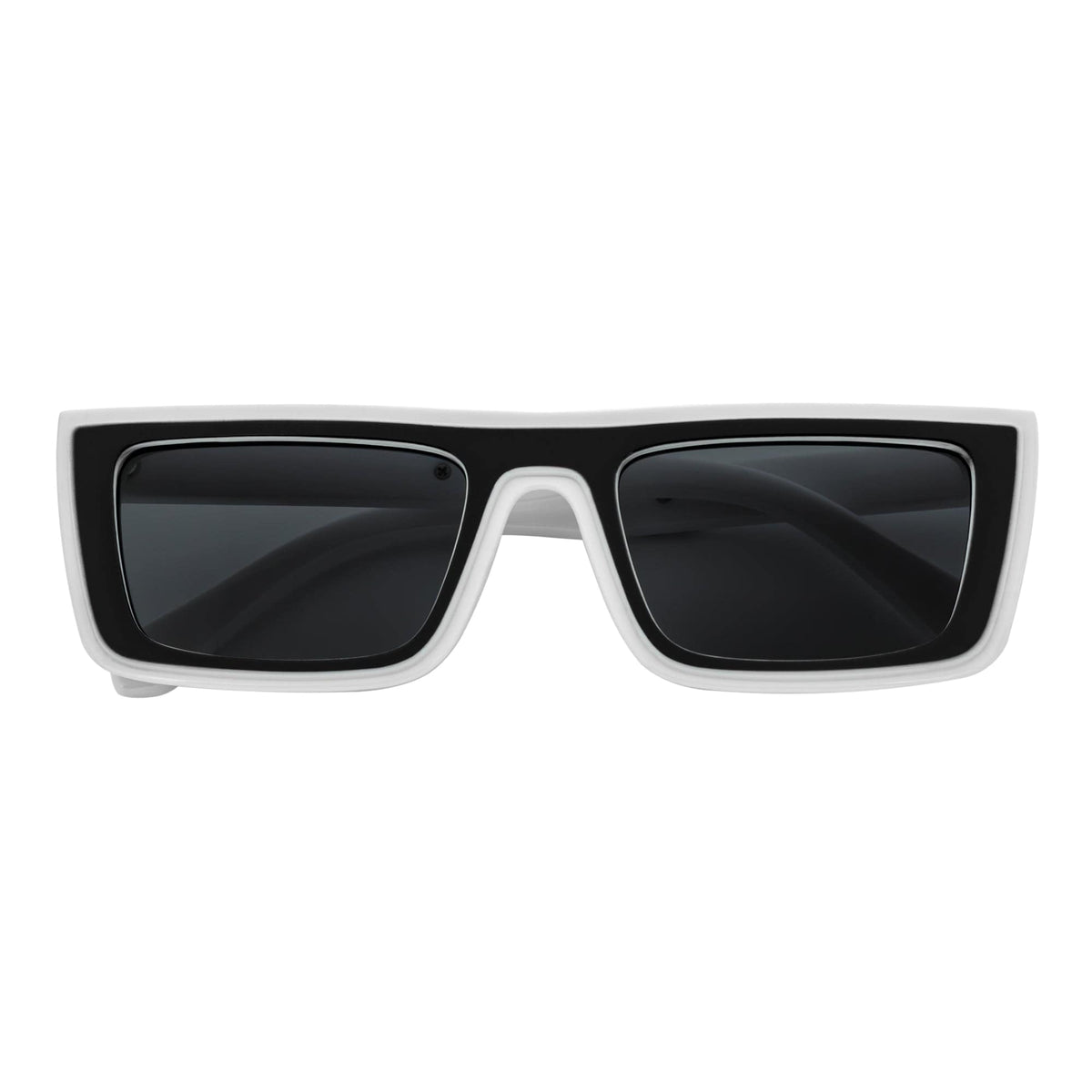 LOWKEY - Small Flat Top Rectangle Sunglasses White Smoke