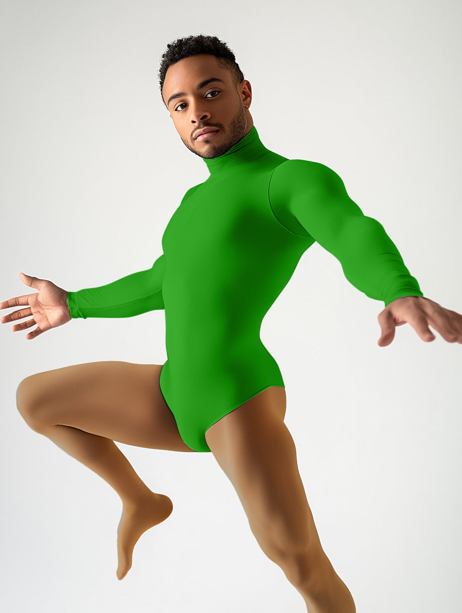 Long Sleeve Mock Neck Leotard - Kelly Green
