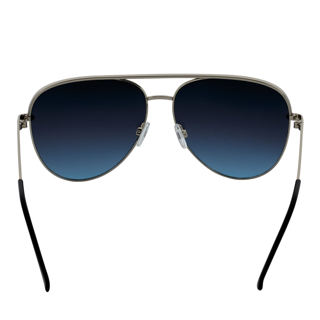 KEY - Oversize Metal Aviator Sunglasses Silver Lavender Blue