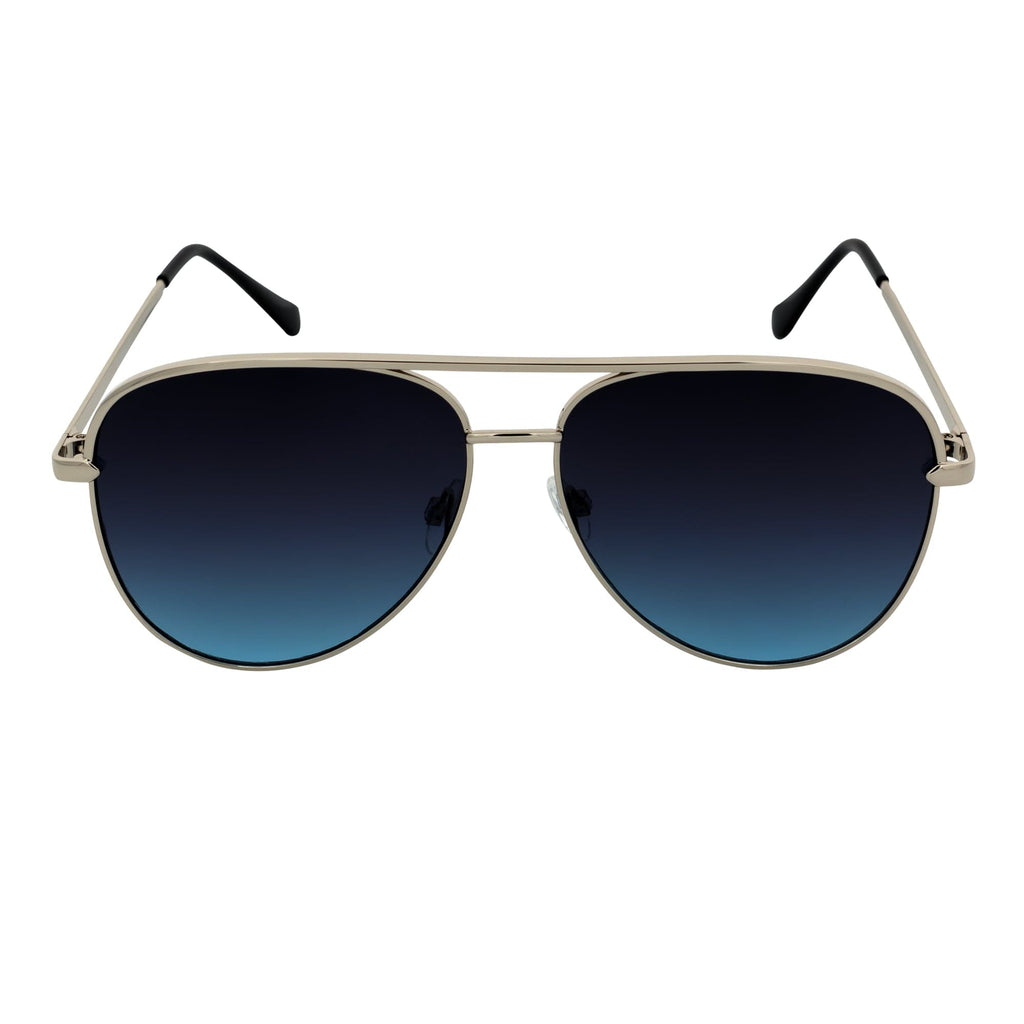 KEY - Oversize Metal Aviator Sunglasses Silver Lavender Blue