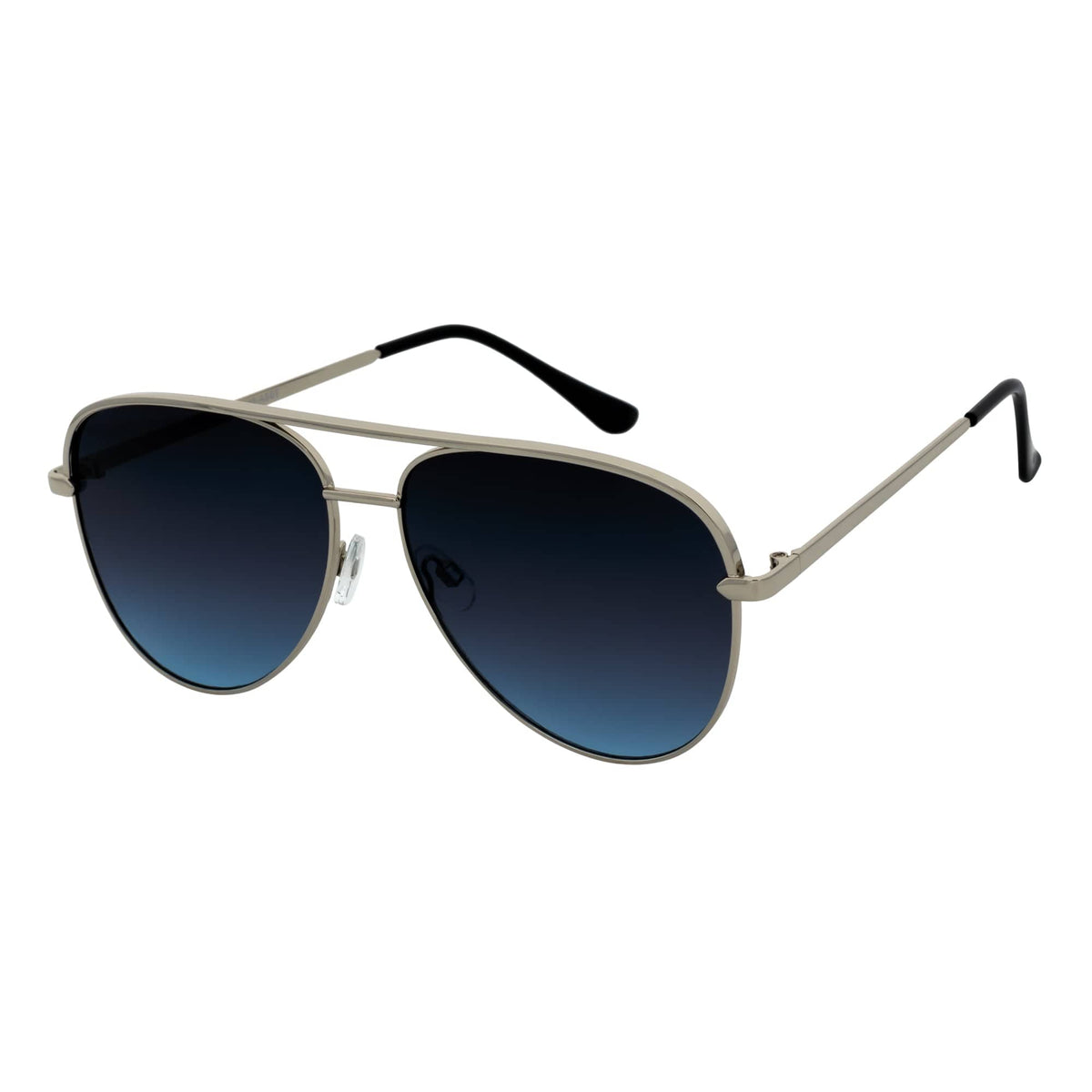 KEY - Oversize Metal Aviator Sunglasses Silver Lavender Blue