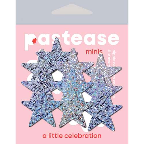 5-Pack: Body Minis: 10 Mini Silver Glitter Stars Nipple & Body Pasties by Pastease® o/s