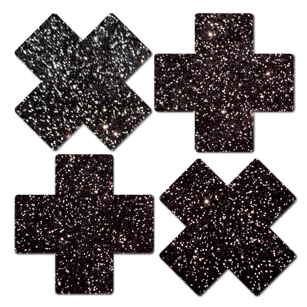5-Pack: Petite Plus X: Two Pair of Small Sparkle Black Plus Nipple Pasties by Pastease®