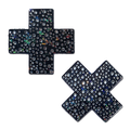 5-Pack: Plus X: Crystal Black Cross Nipple Pasties by Pastease® o/s