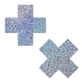 5-Pack: Plus X: Silver Glittery Cross Nipple Pasties by Pastease® o/s