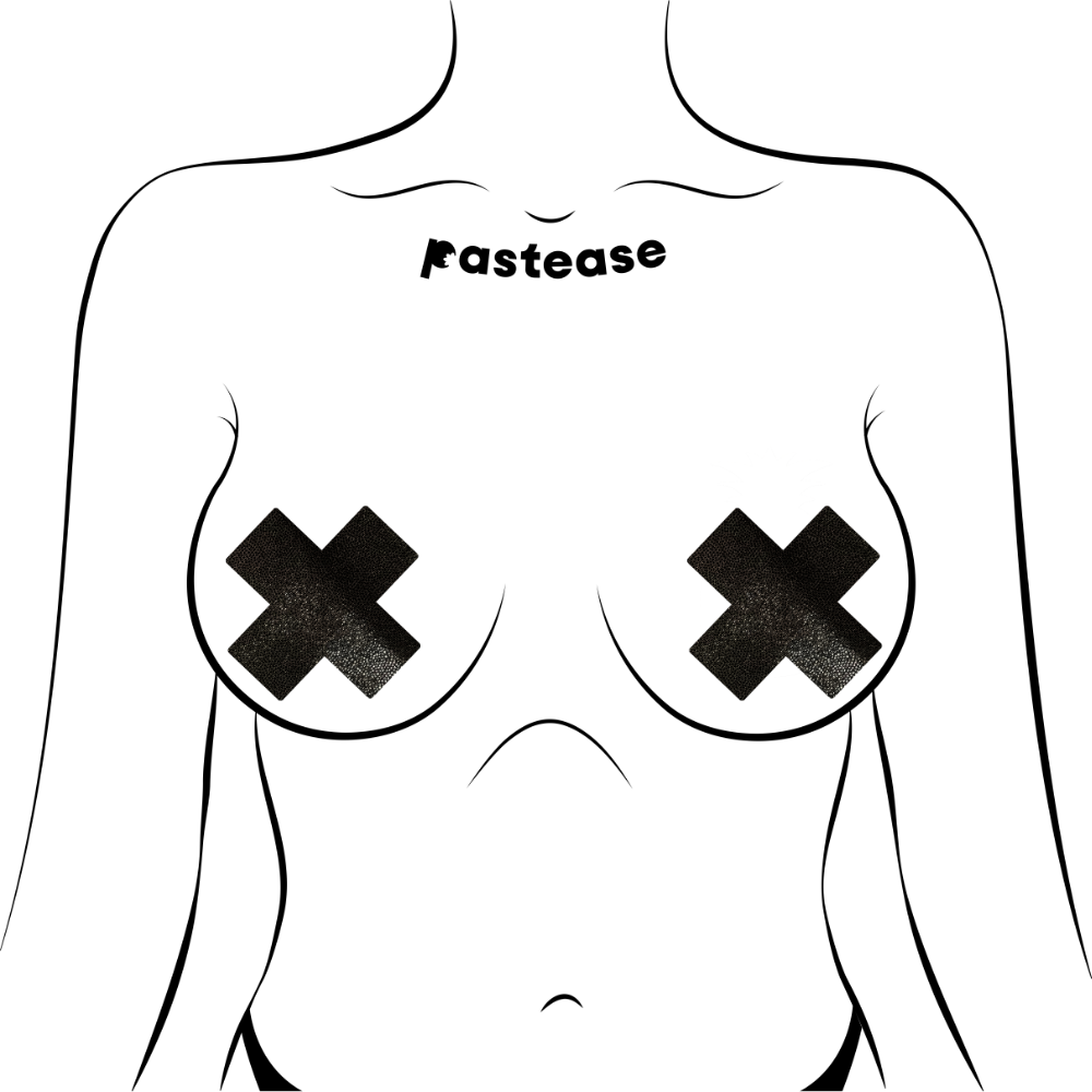 5-Pack: Plus X: Liquid Black Cross Nipple Pasties by Pastease® o/s