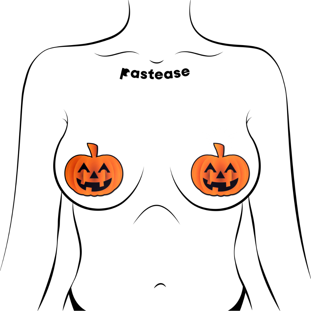 5-Pack: Pumpkin: Spooky Halloween Jack O' Lantern Nipple Pasties by Pastease® o/s