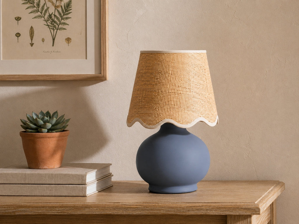 Benton Handmade Ceramic Table Lamp with Cotton Shade