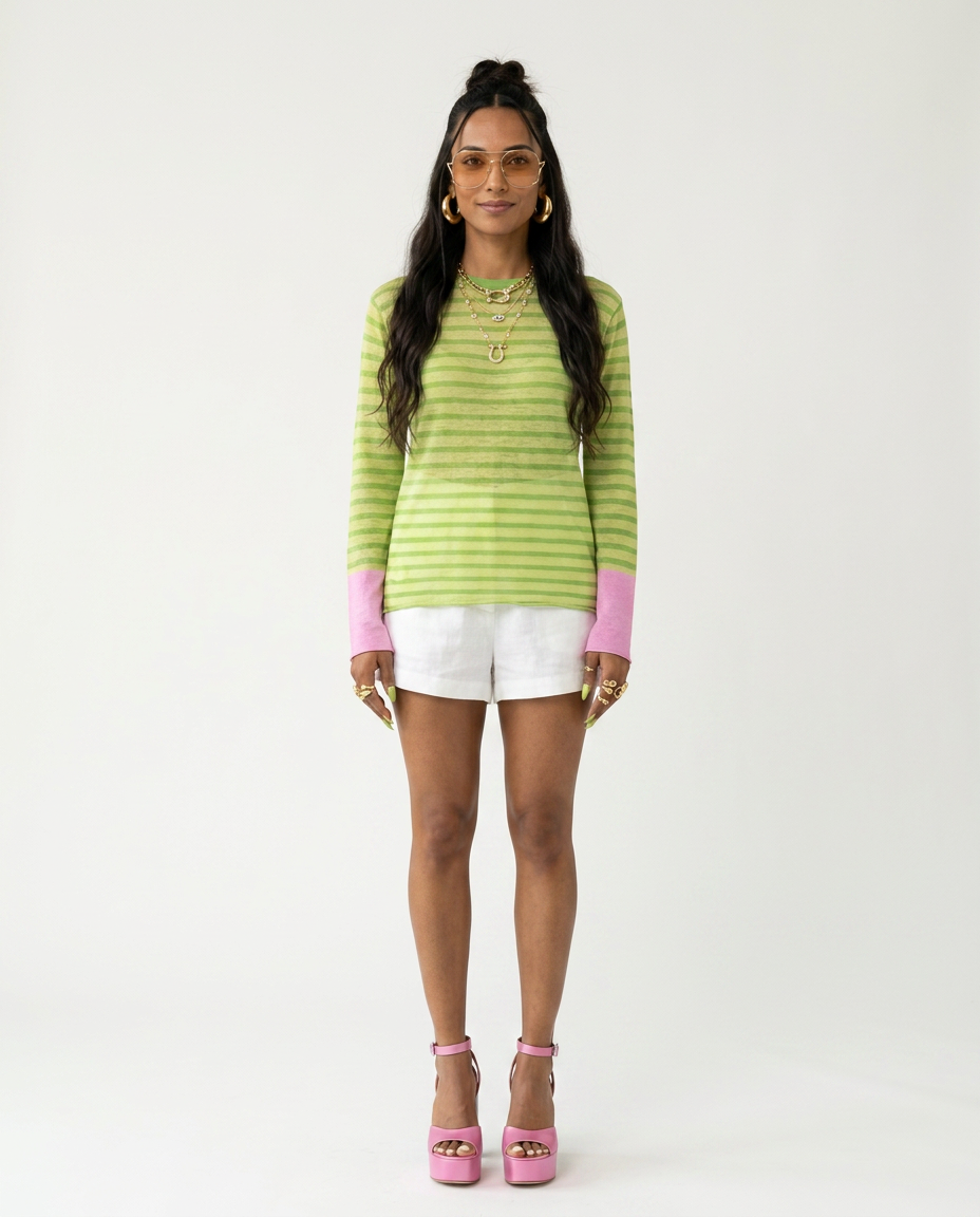 Dynamic Striped Loose Knitted Top